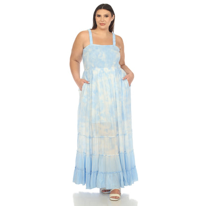 White Mark Women's Smocked Ruffle Maxi Dress