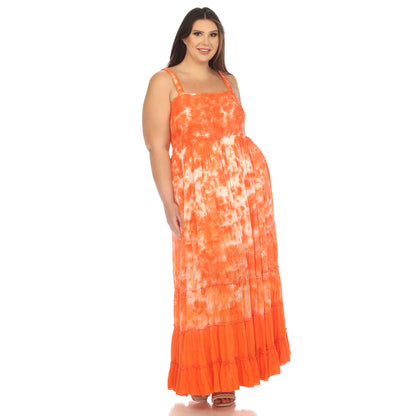 White Mark Women's Smocked Ruffle Maxi Dress