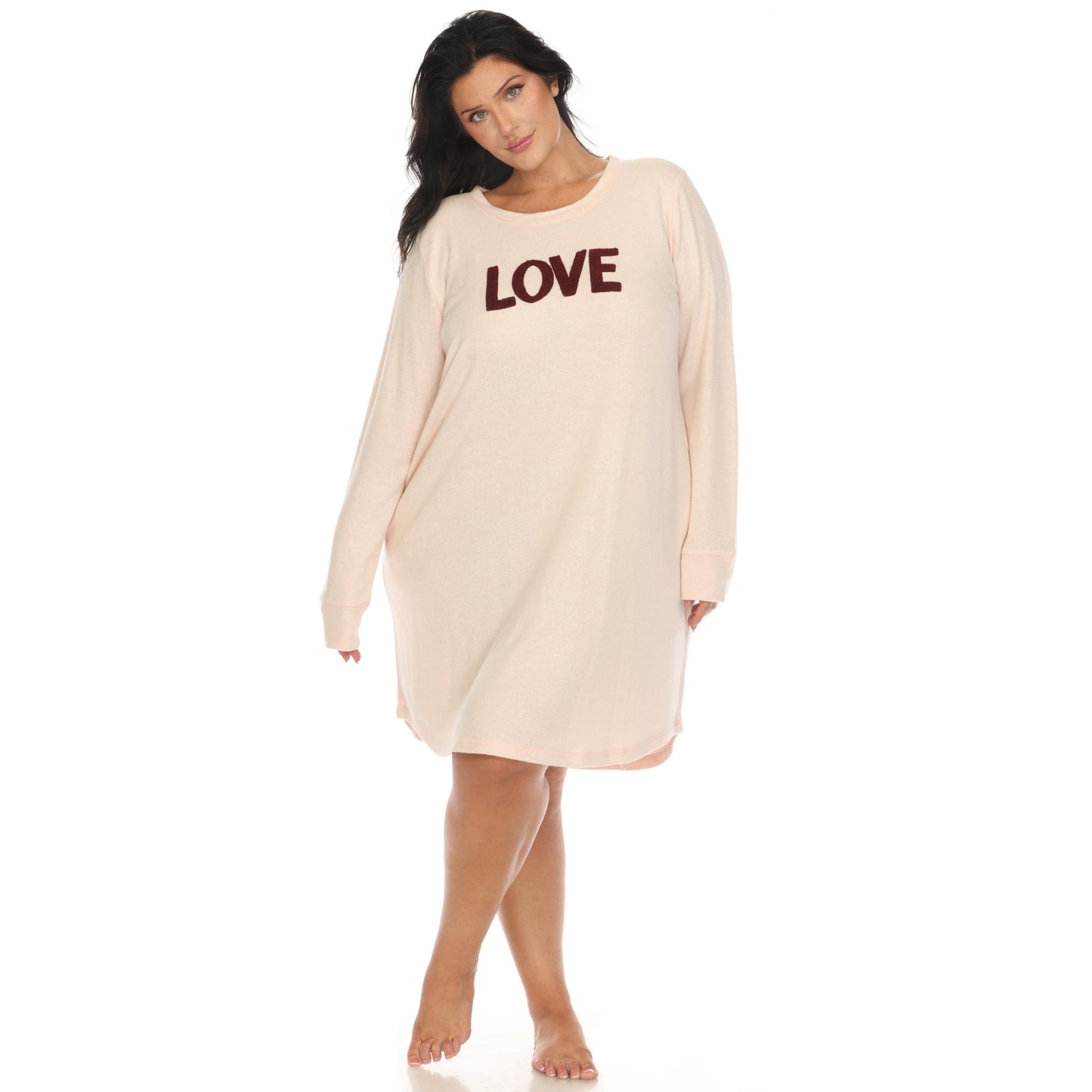 White Mark Women's "Love" Long Sleeve Sleep Shirt