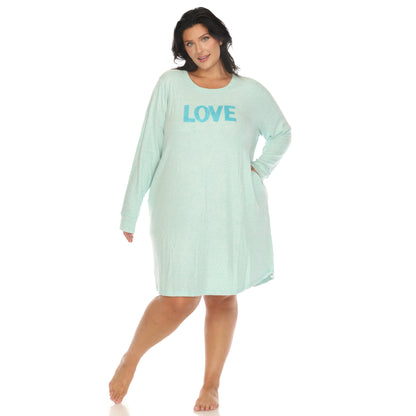 White Mark Women's "Love" Long Sleeve Sleep Shirt
