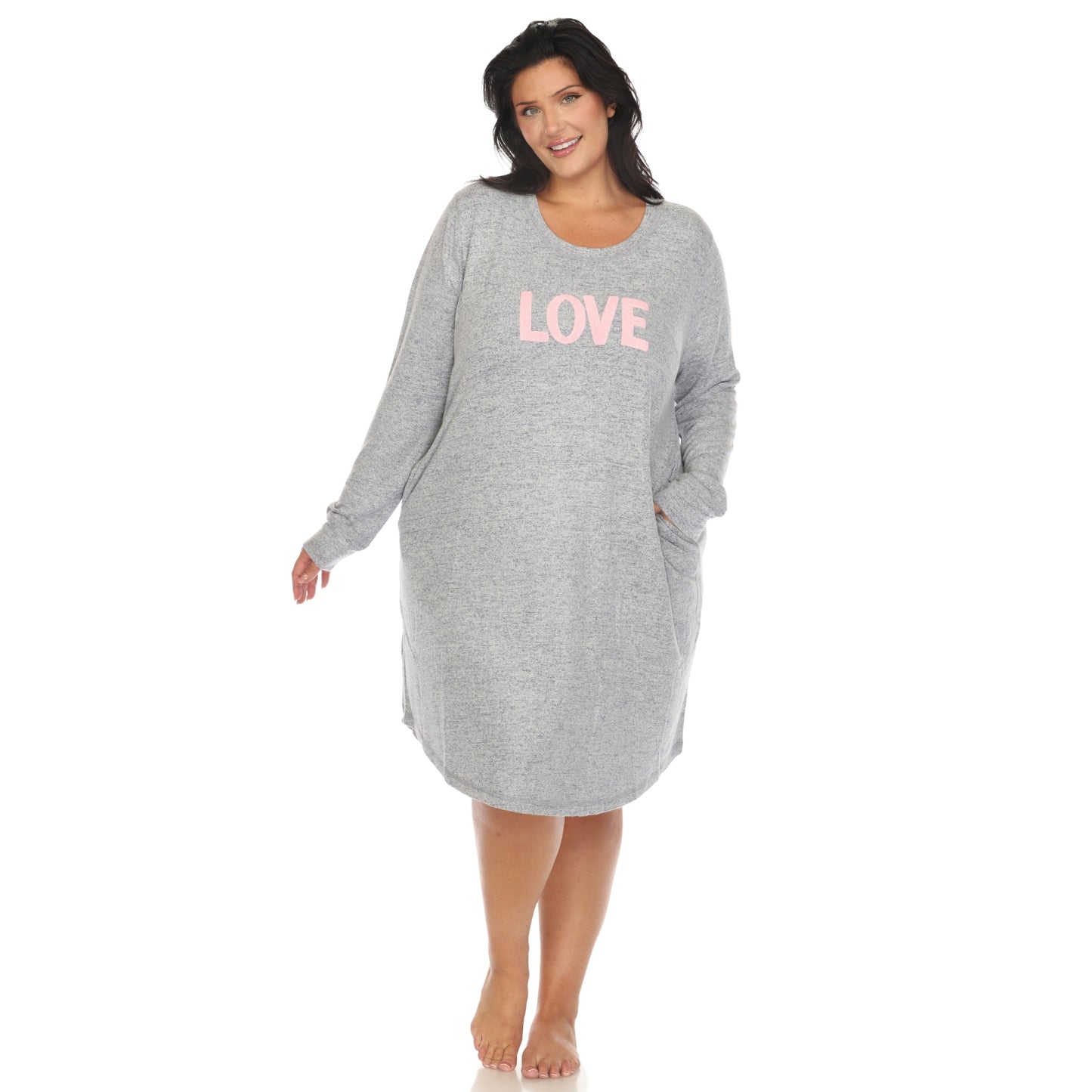 White Mark Women's "Love" Long Sleeve Sleep Shirt