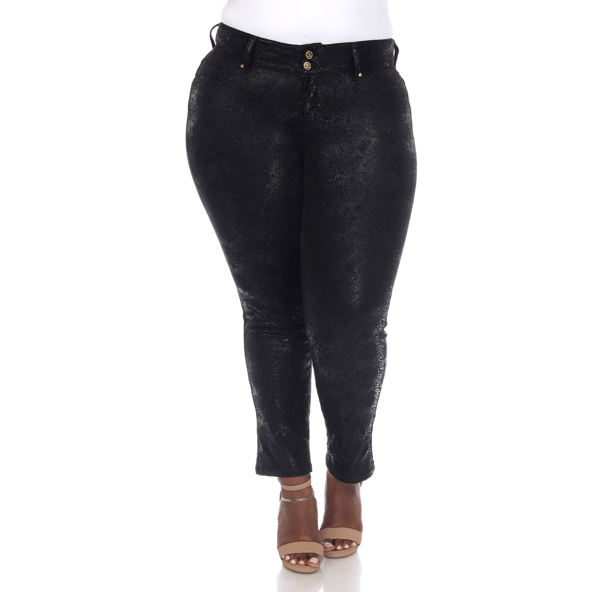 White Mark Women's Faux Suede Snake Print Pants