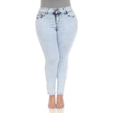 White Mark Women's Plus Size Acid Wash Super Stretch Denim Jeans