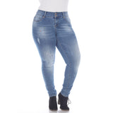 White Mark Women's Plus Size Light Blue Super Stretch Denim Jeans