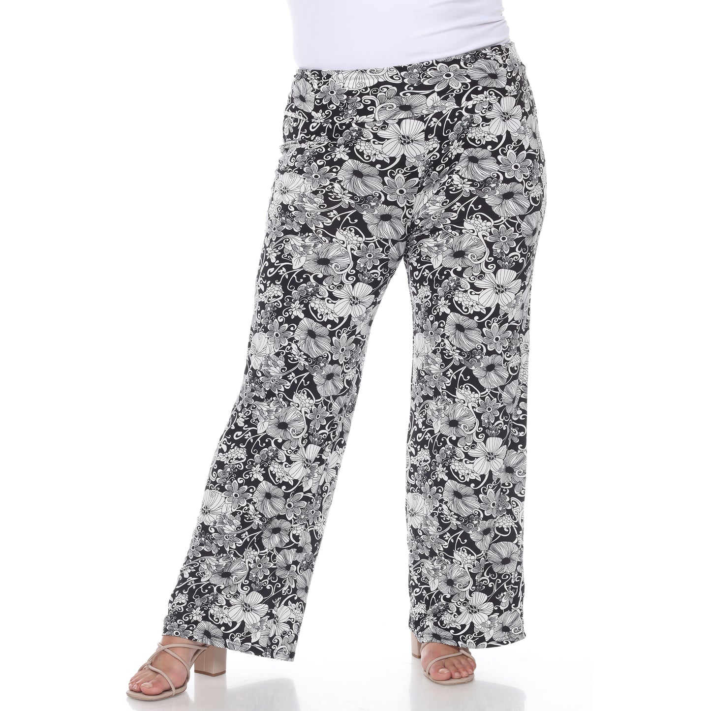 White Mark Women's Floral Paisley Print Palazzo Pants