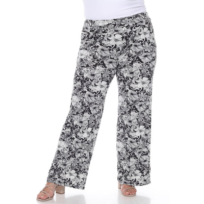 White Mark Women's Floral Paisley Print Palazzo Pants