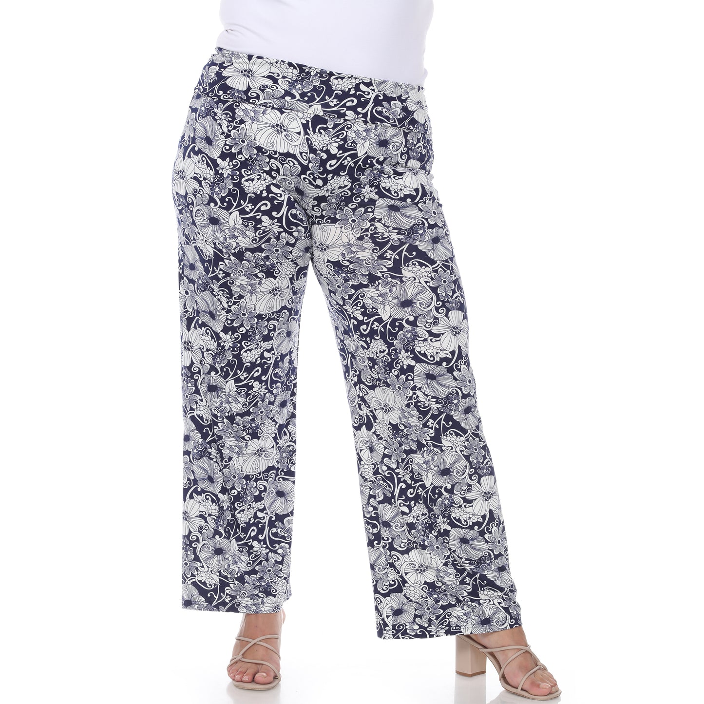 White Mark Women's Floral Paisley Print Palazzo Pants