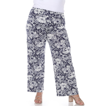 White Mark Women's Floral Paisley Print Palazzo Pants