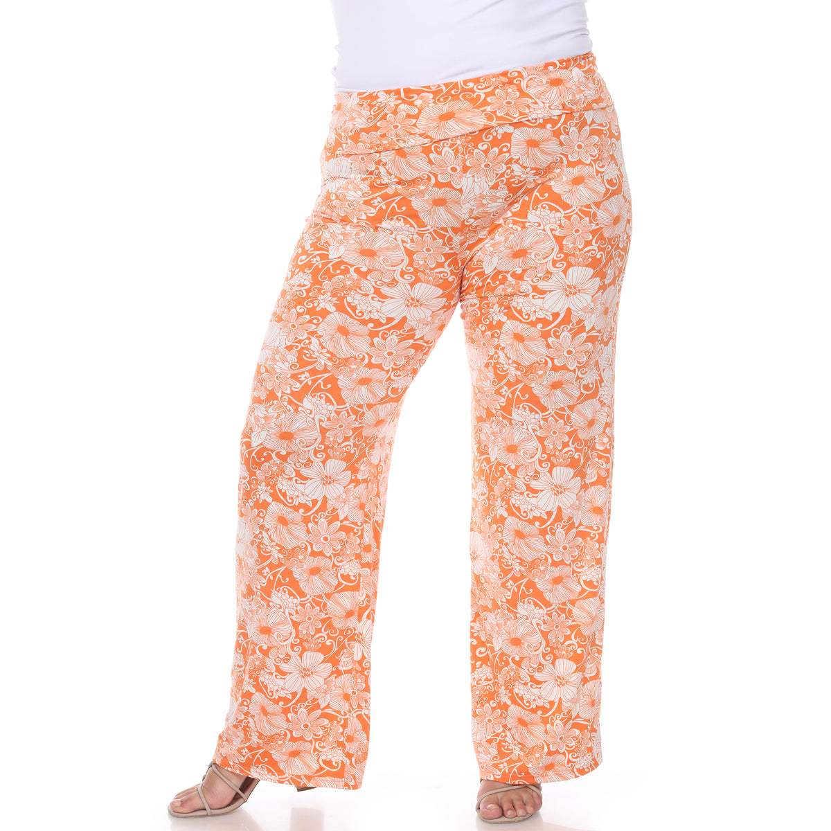 White Mark Women's Floral Paisley Print Palazzo Pants