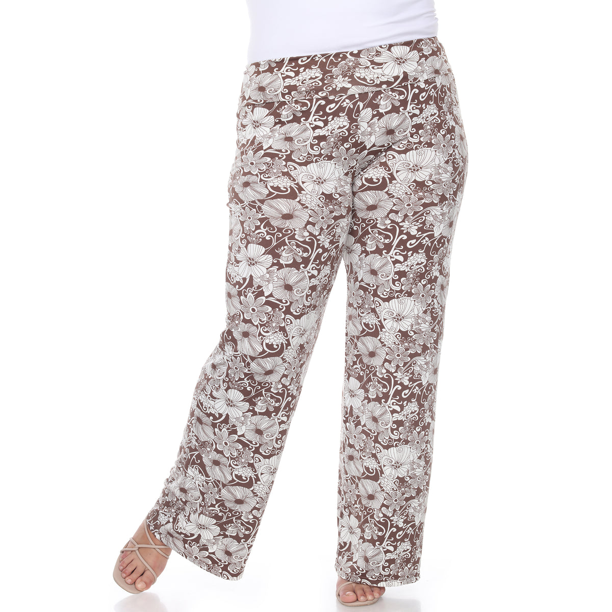 White Mark Women's Floral Paisley Print Palazzo Pants