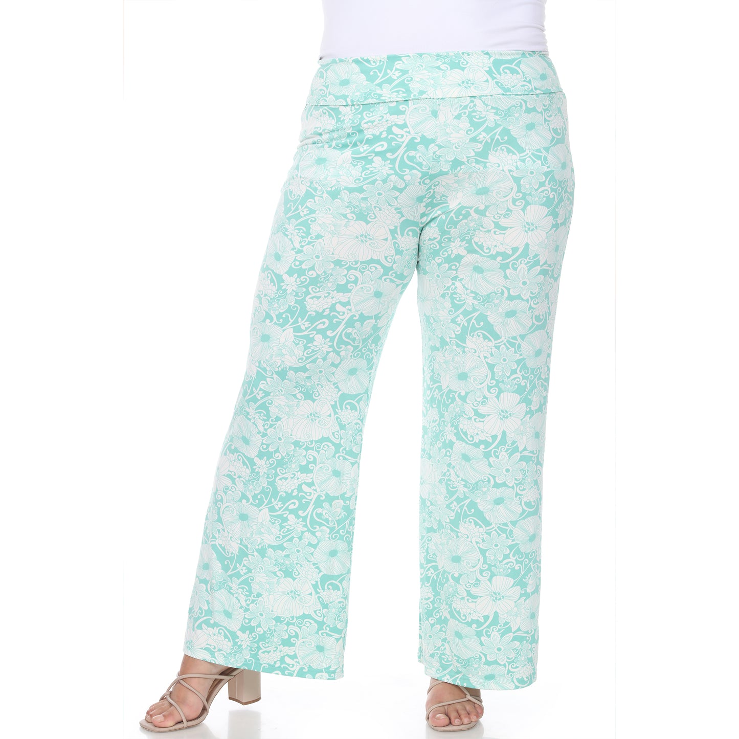 White Mark Women's Floral Paisley Print Palazzo Pants