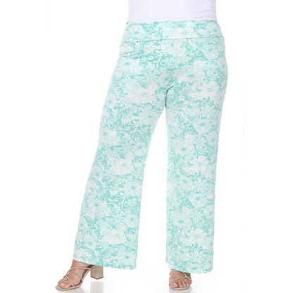 White Mark Women's Floral Paisley Print Palazzo Pants