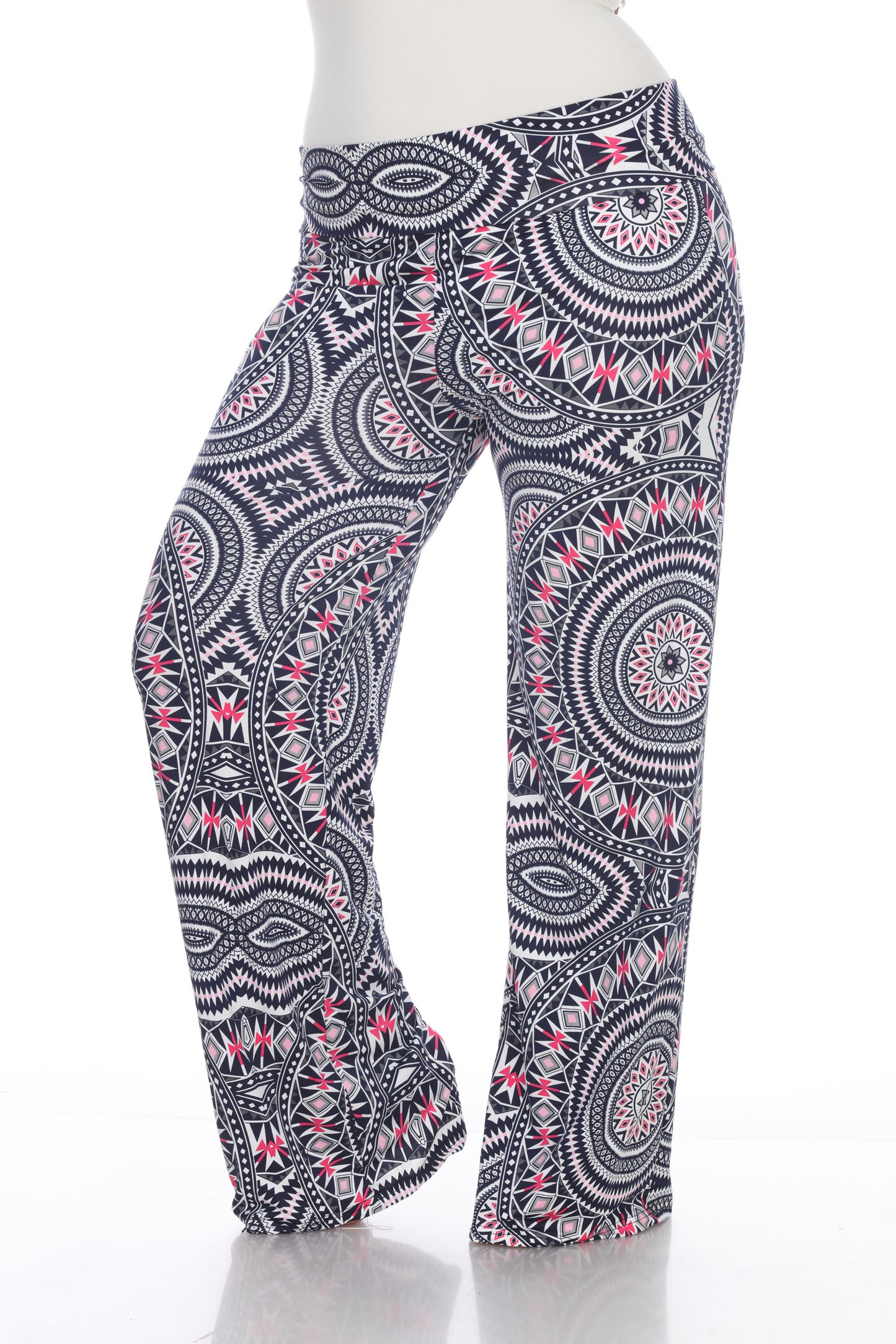 White Mark Women's Geometric Print Palazzo Pants