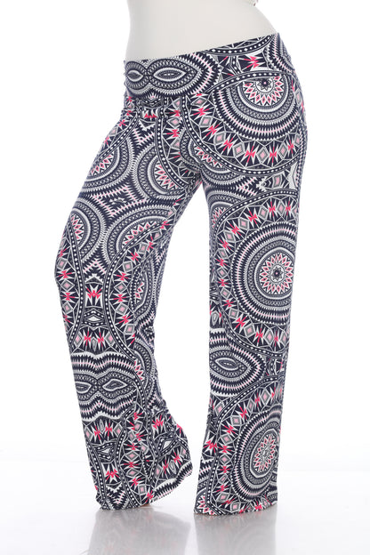 White Mark Women's Geometric Print Palazzo Pants