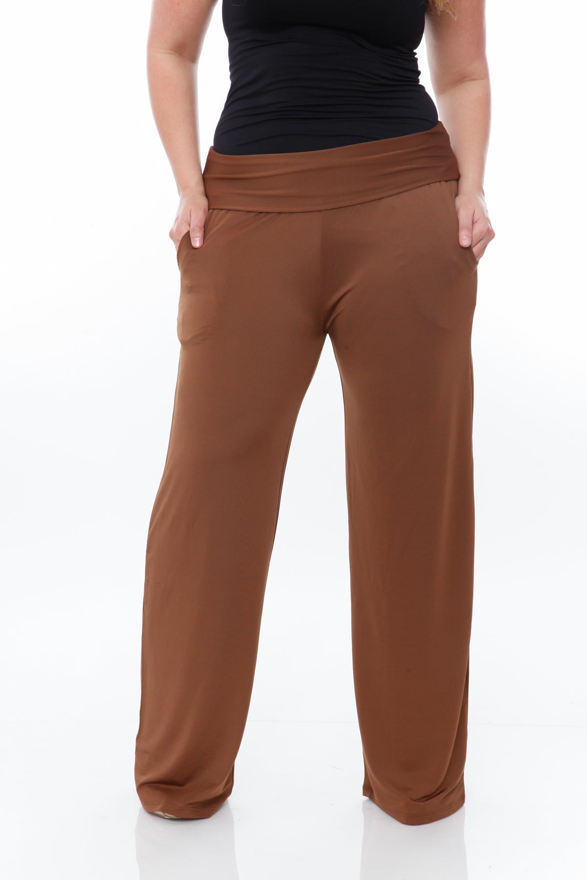 White Mark Women's Solid Palazzo Pants