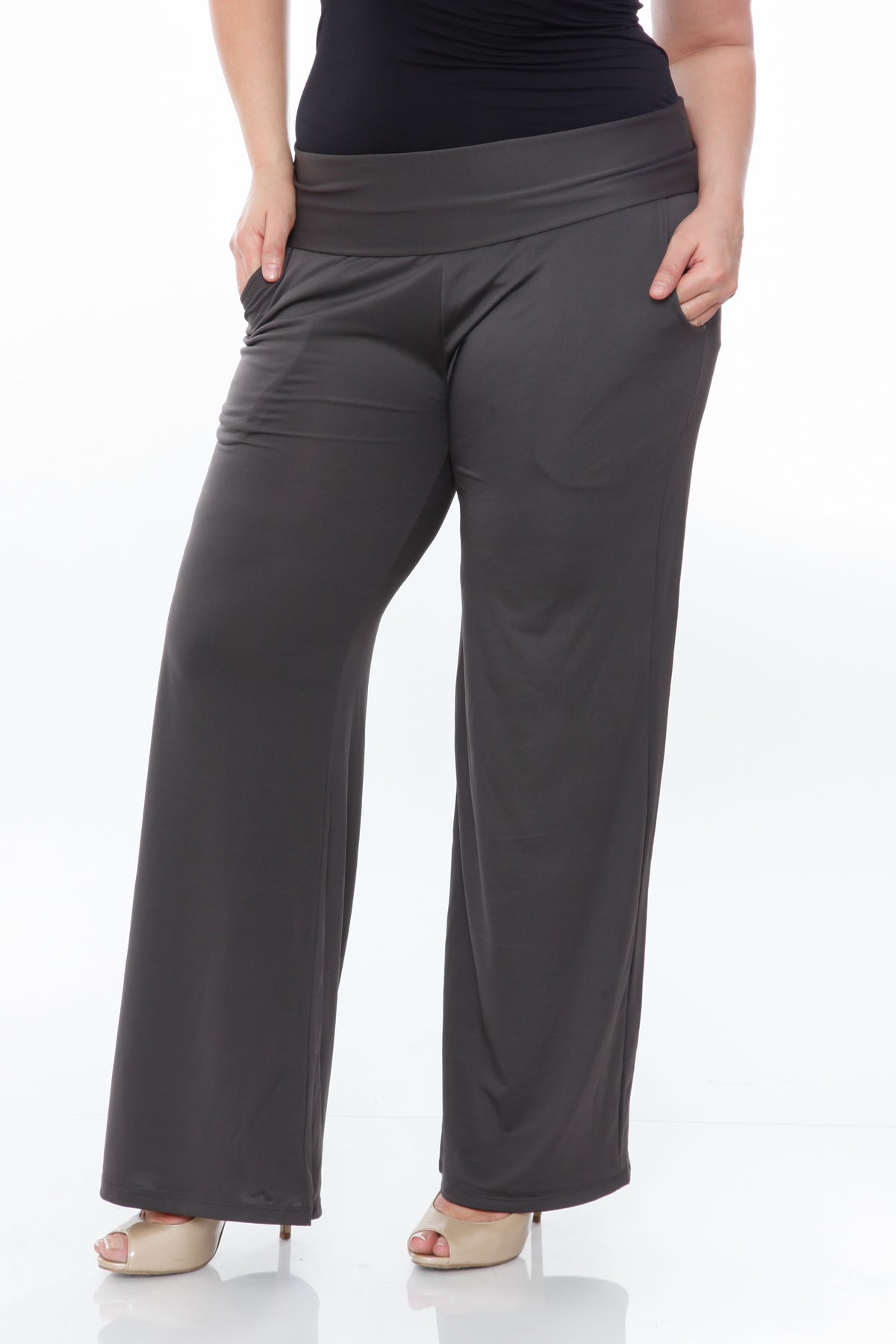White Mark Women's Solid Palazzo Pants