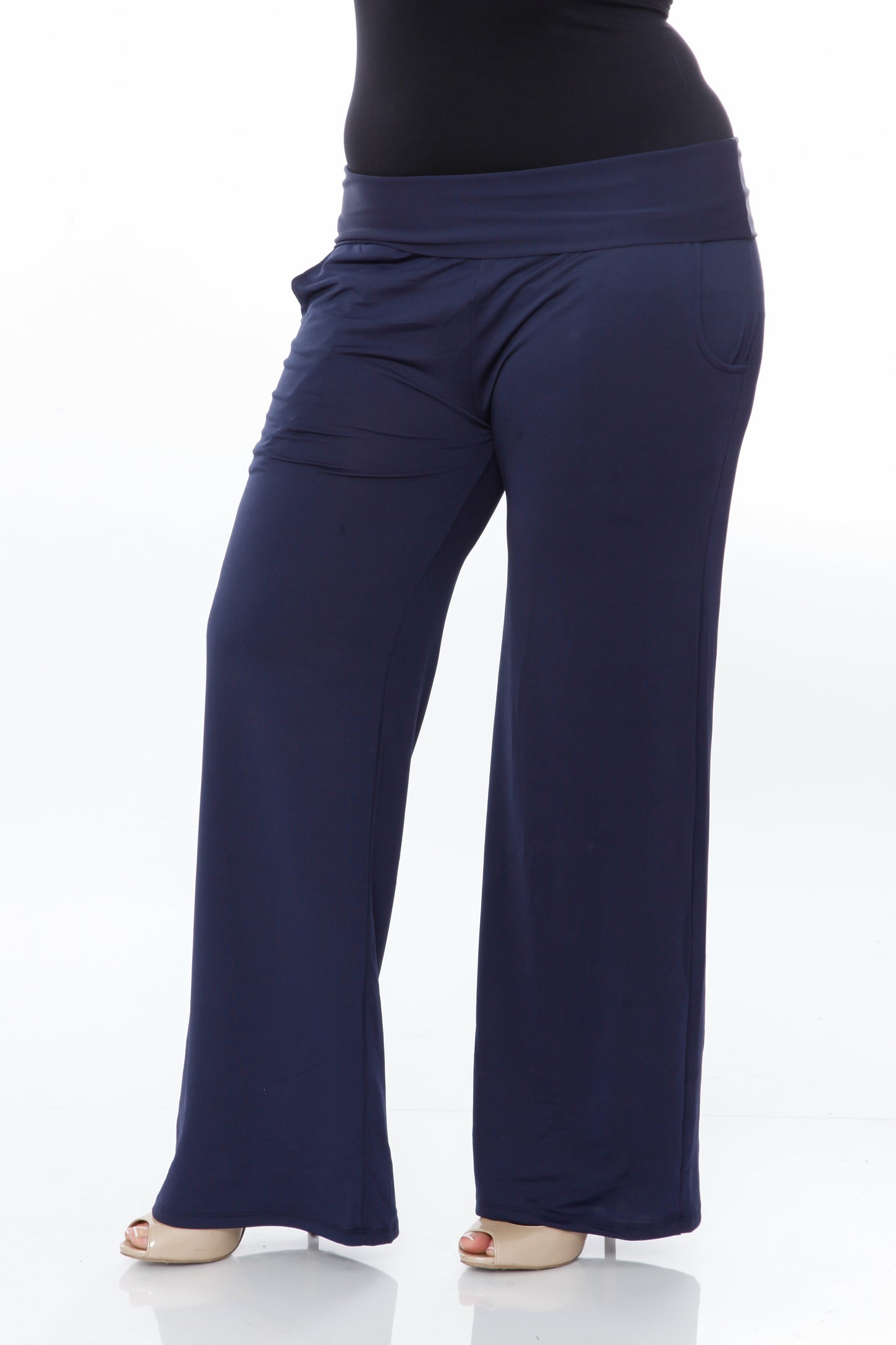 White Mark Women's Solid Palazzo Pants