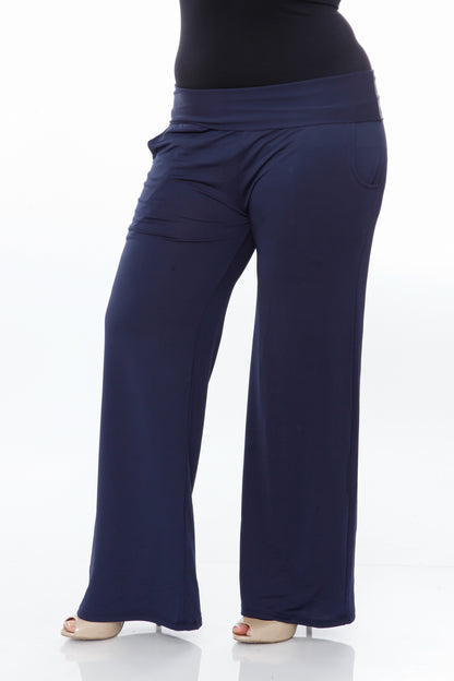 White Mark Women's Solid Palazzo Pants