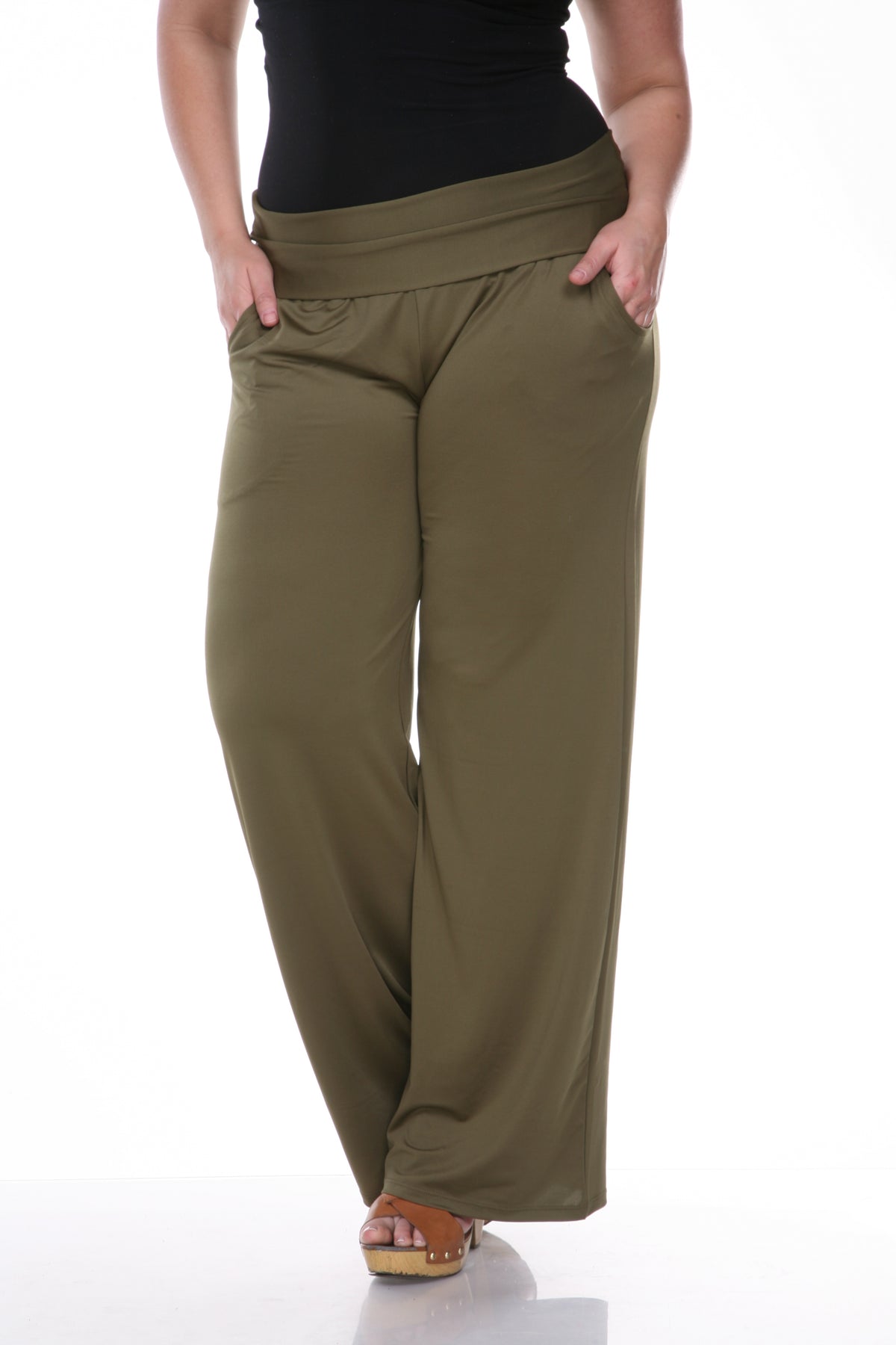 White Mark Women's Solid Palazzo Pants