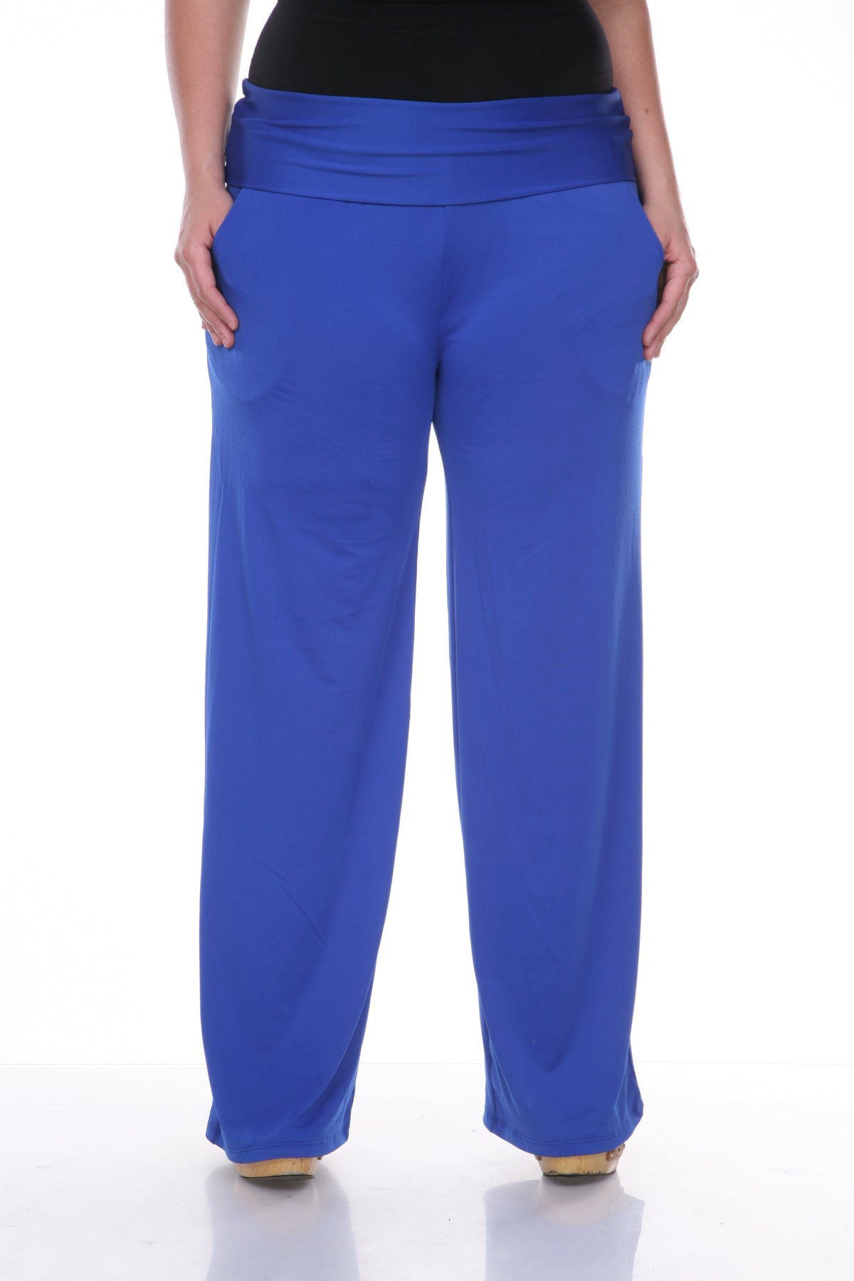 White Mark Women's Solid Palazzo Pants