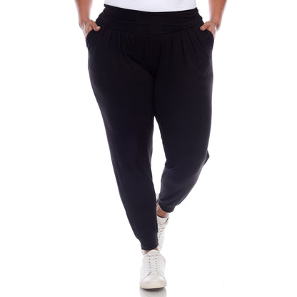 White Mark Women's Solid Slouchy Jogger Pants