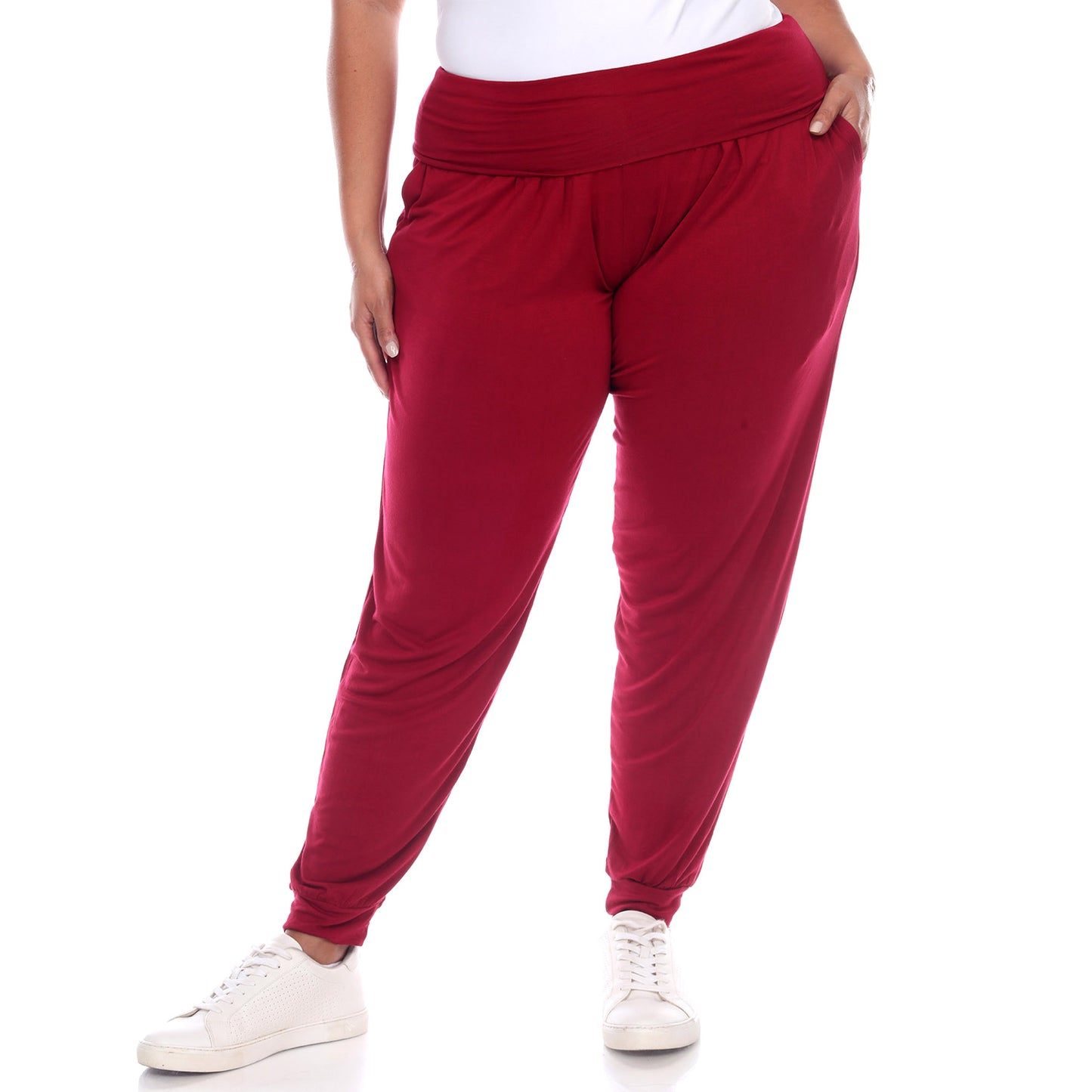White Mark Women's Solid Slouchy Jogger Pants