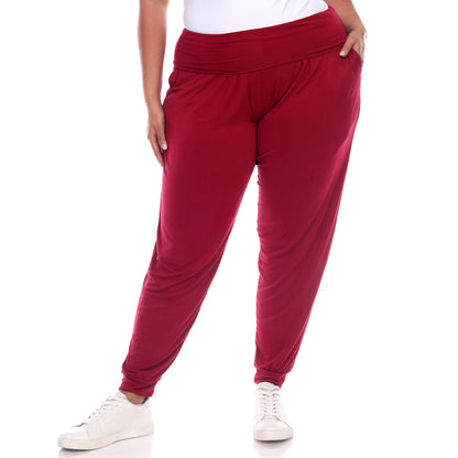 White Mark Women's Solid Slouchy Jogger Pants