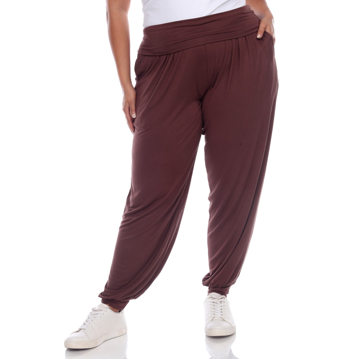 White Mark Women's Solid Slouchy Jogger Pants