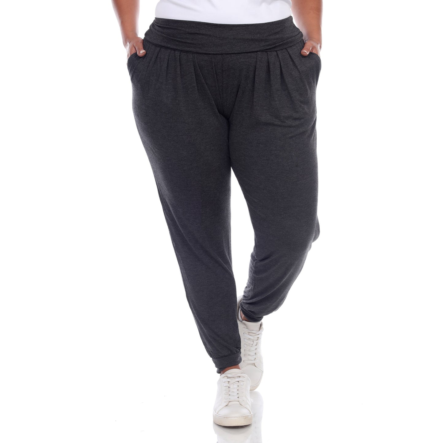 White Mark Women's Solid Slouchy Jogger Pants