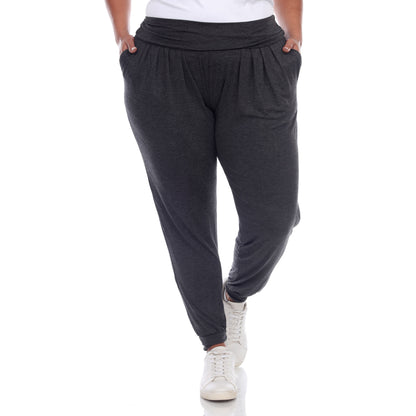 White Mark Women's Solid Slouchy Jogger Pants