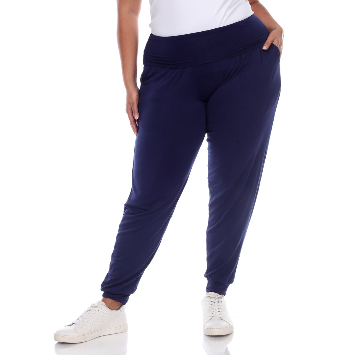 White Mark Women's Solid Slouchy Jogger Pants
