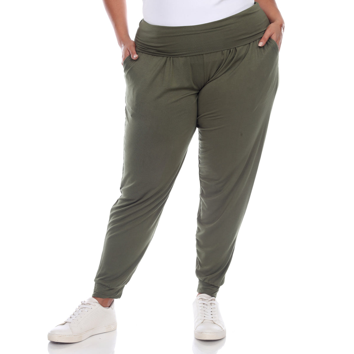 White Mark Women's Solid Slouchy Jogger Pants