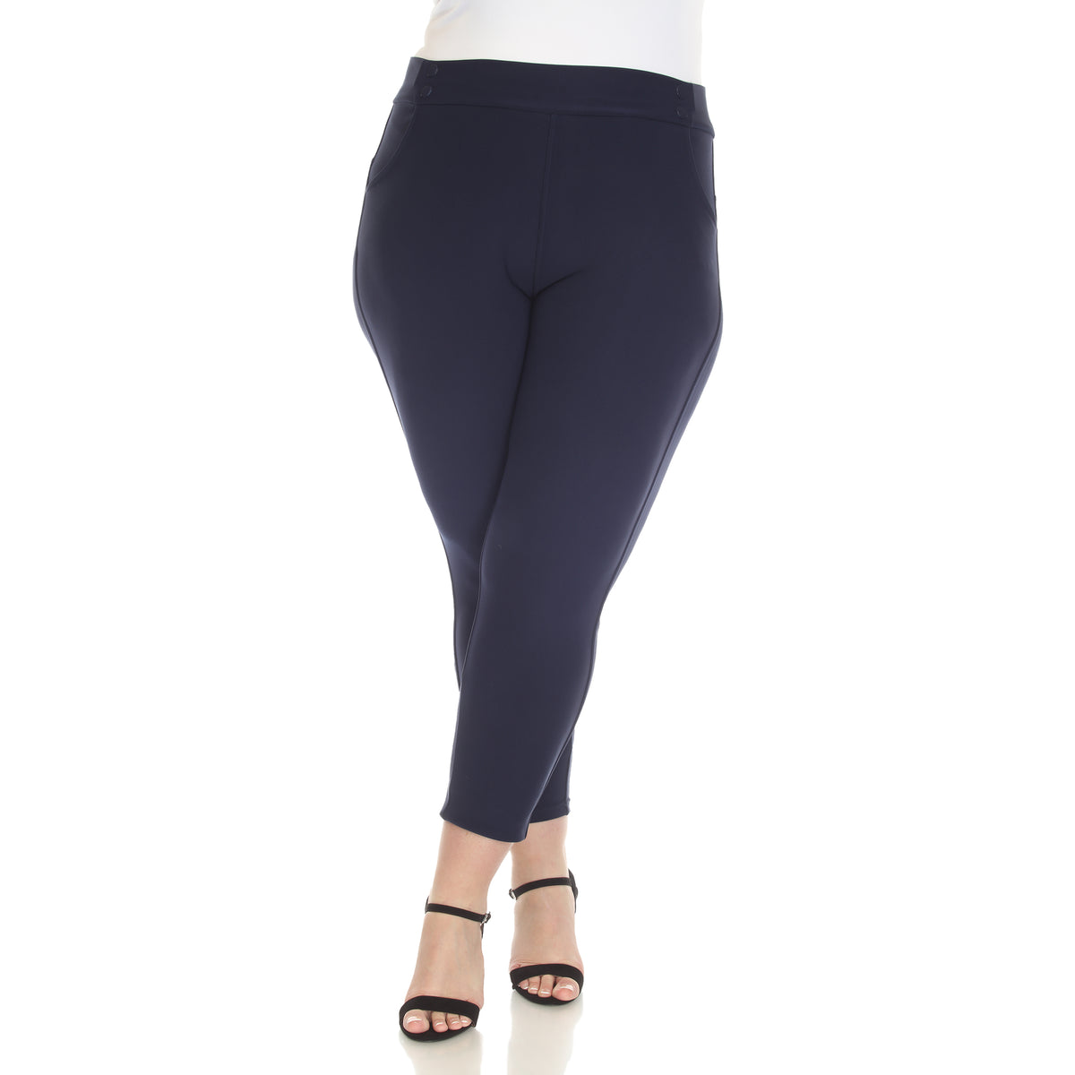 White Mark Women's Super Soft Elastic Waist Scuba Pants