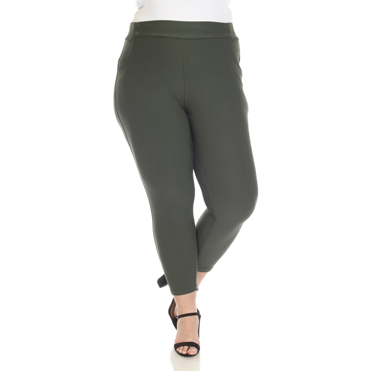 White Mark Women's Super Soft Elastic Waist Scuba Pants