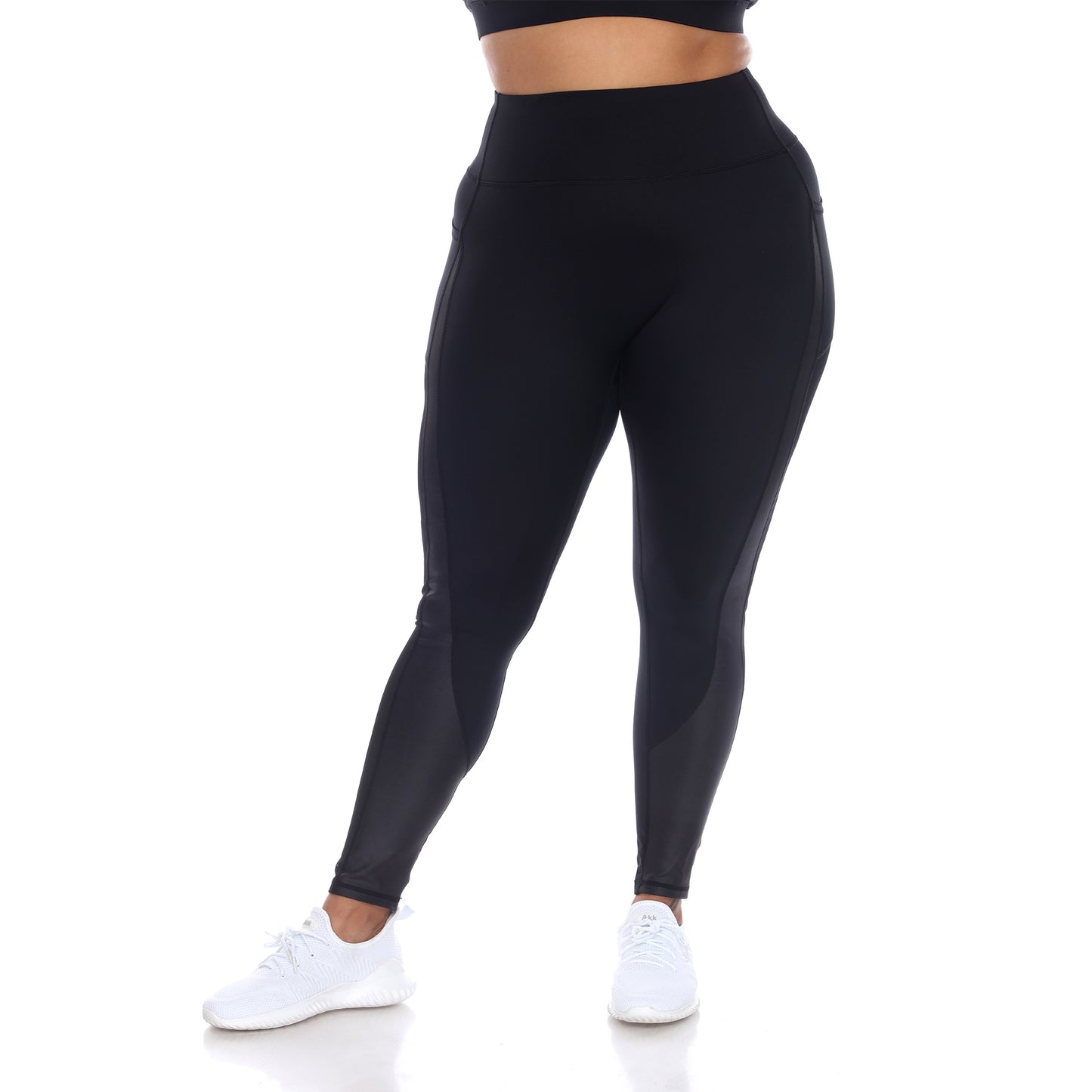 White Mark Women's High Waist Mesh Fitness Leggings