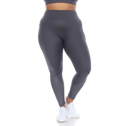 White Mark Women's High Waist Mesh Fitness Leggings