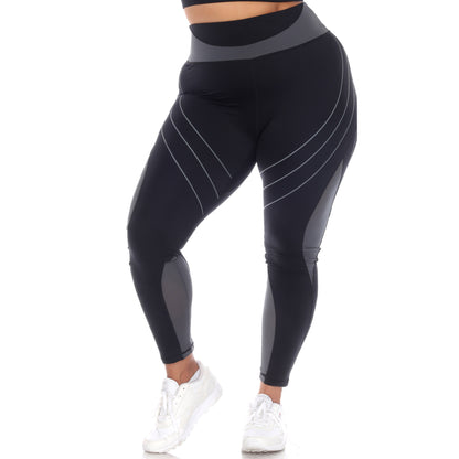 White Mark Women's High Waist Reflective Piping Fitness Leggings