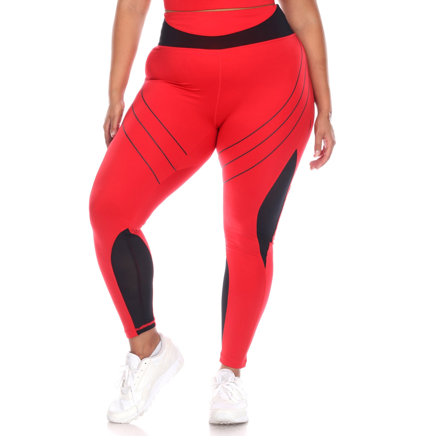 White Mark Women's High Waist Reflective Piping Fitness Leggings