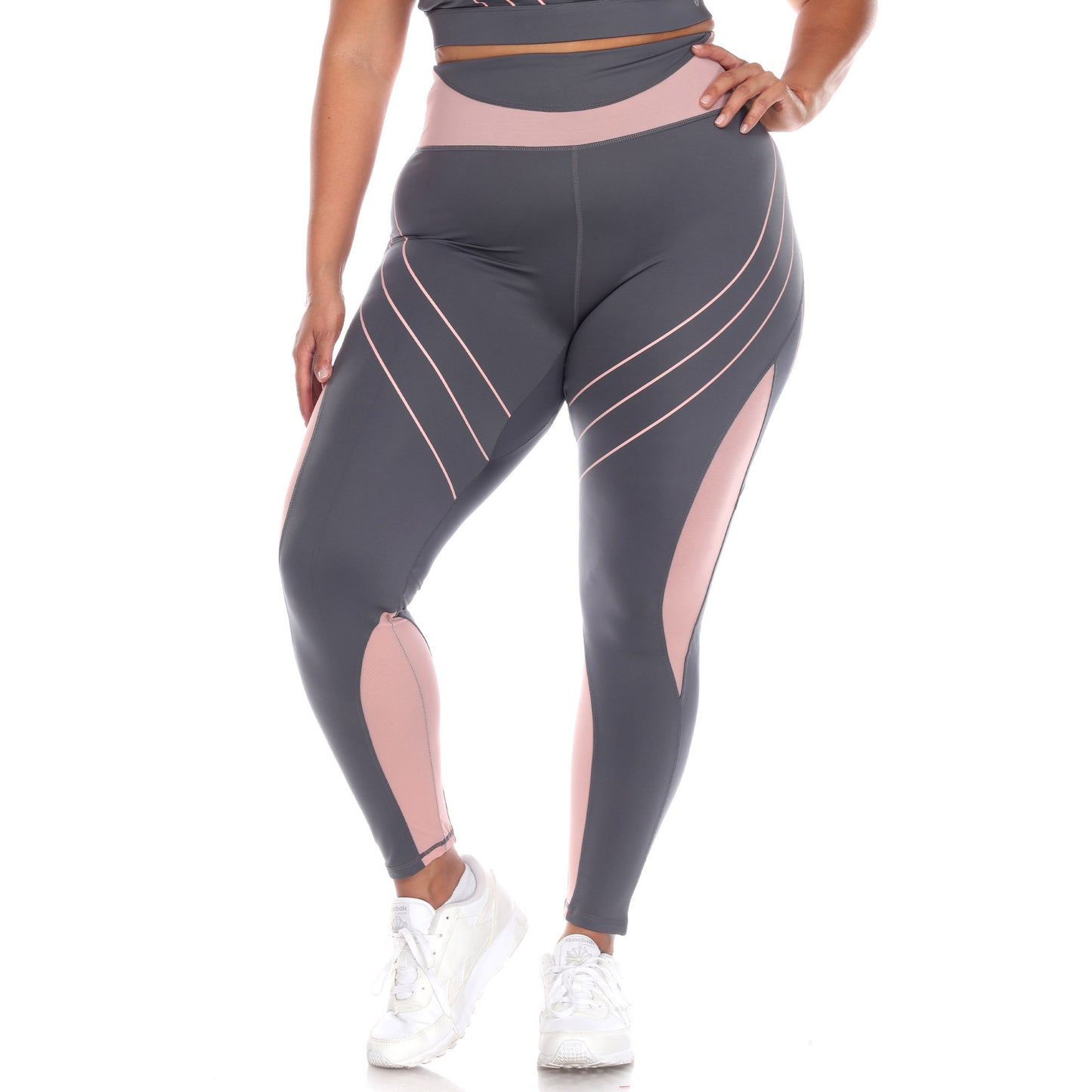 White Mark Women's High Waist Reflective Piping Fitness Leggings