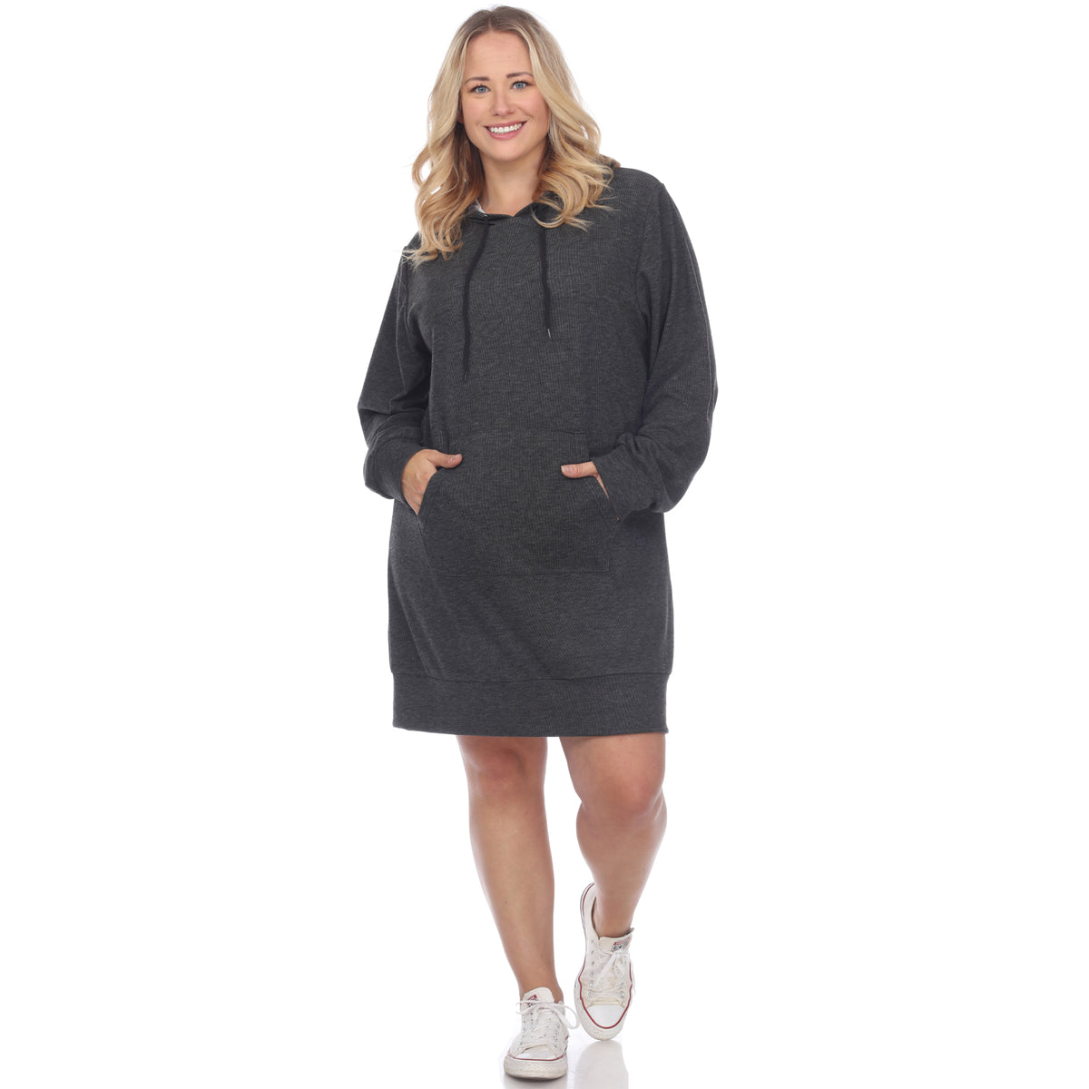 White Mark Women's Hoodie Sweatshirt Dress