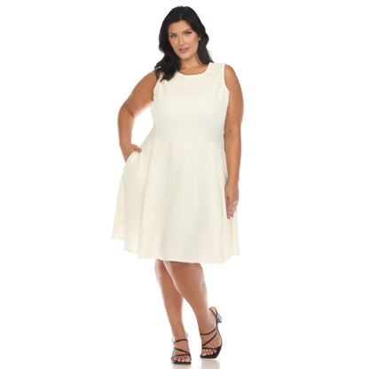 White Mark Women's Tweed Fit & Flare Dress