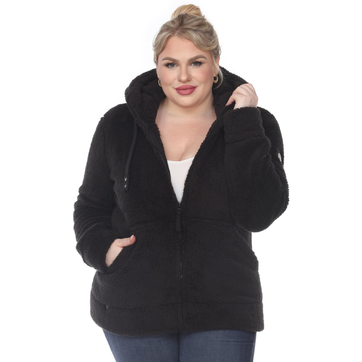 White Mark Women's Hooded Sherpa Jacket