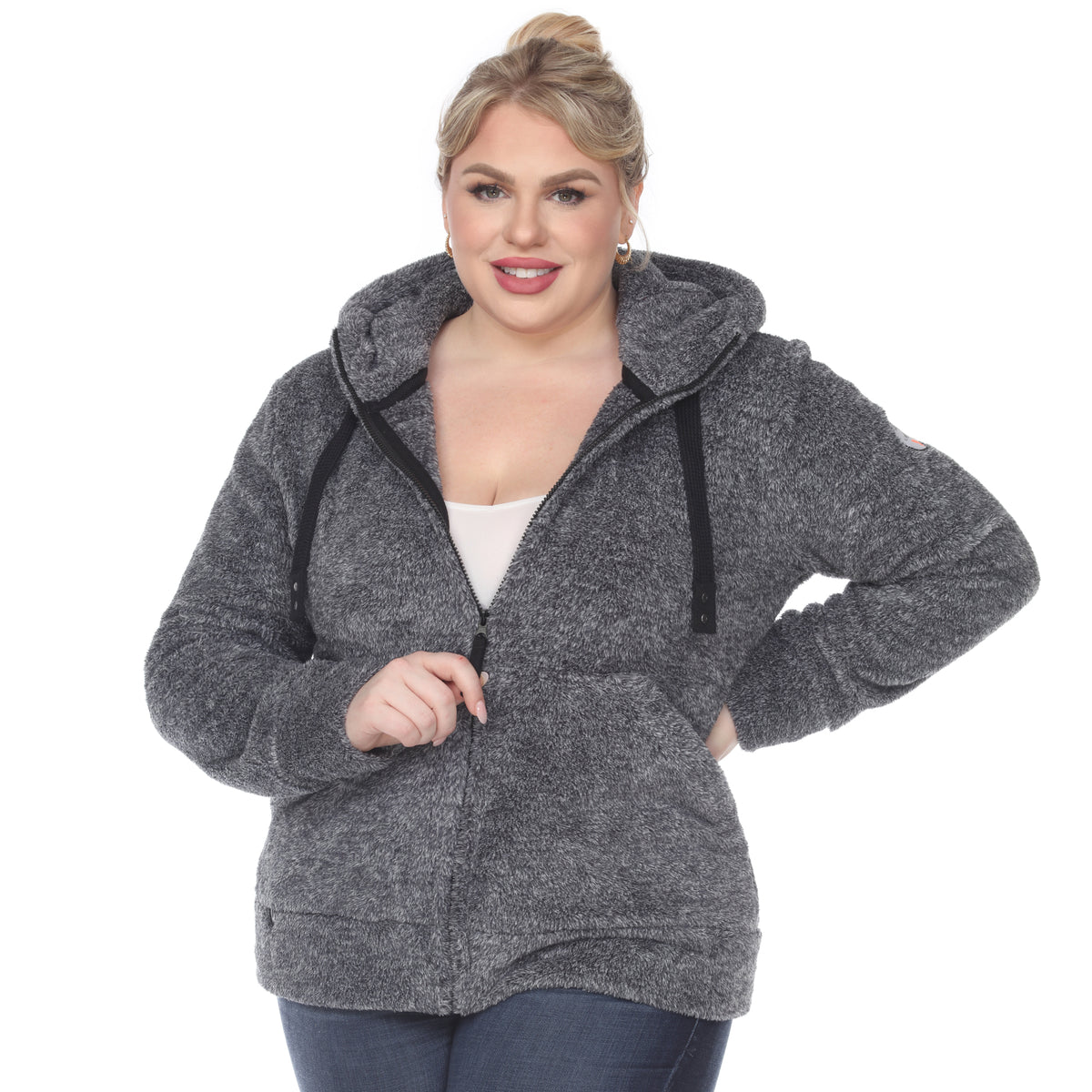 White Mark Women's Hooded Sherpa Jacket