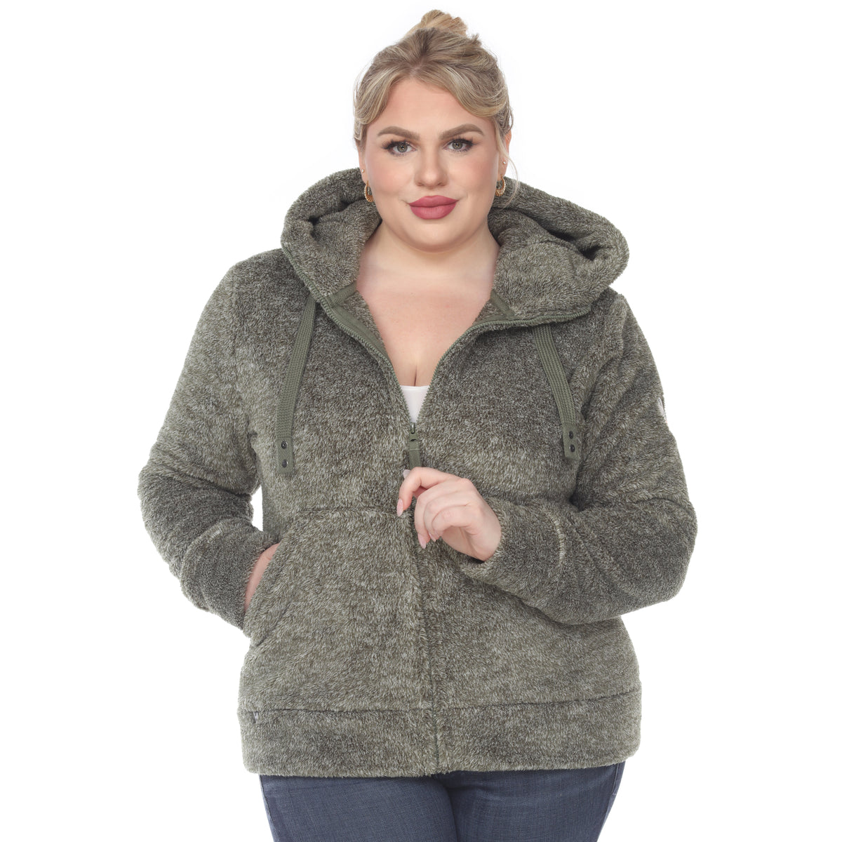 White Mark Women's Hooded Sherpa Jacket