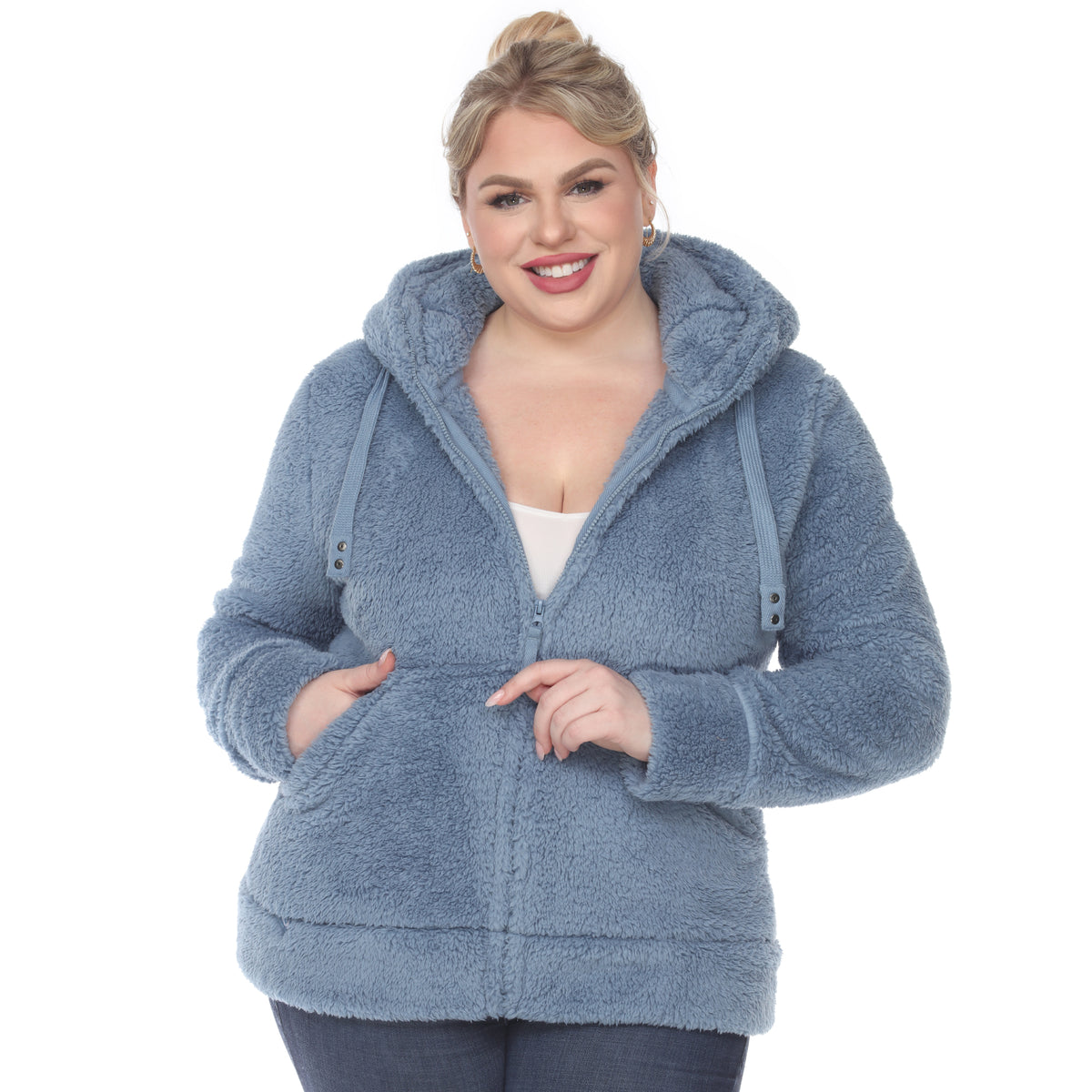 White Mark Women's Hooded Sherpa Jacket