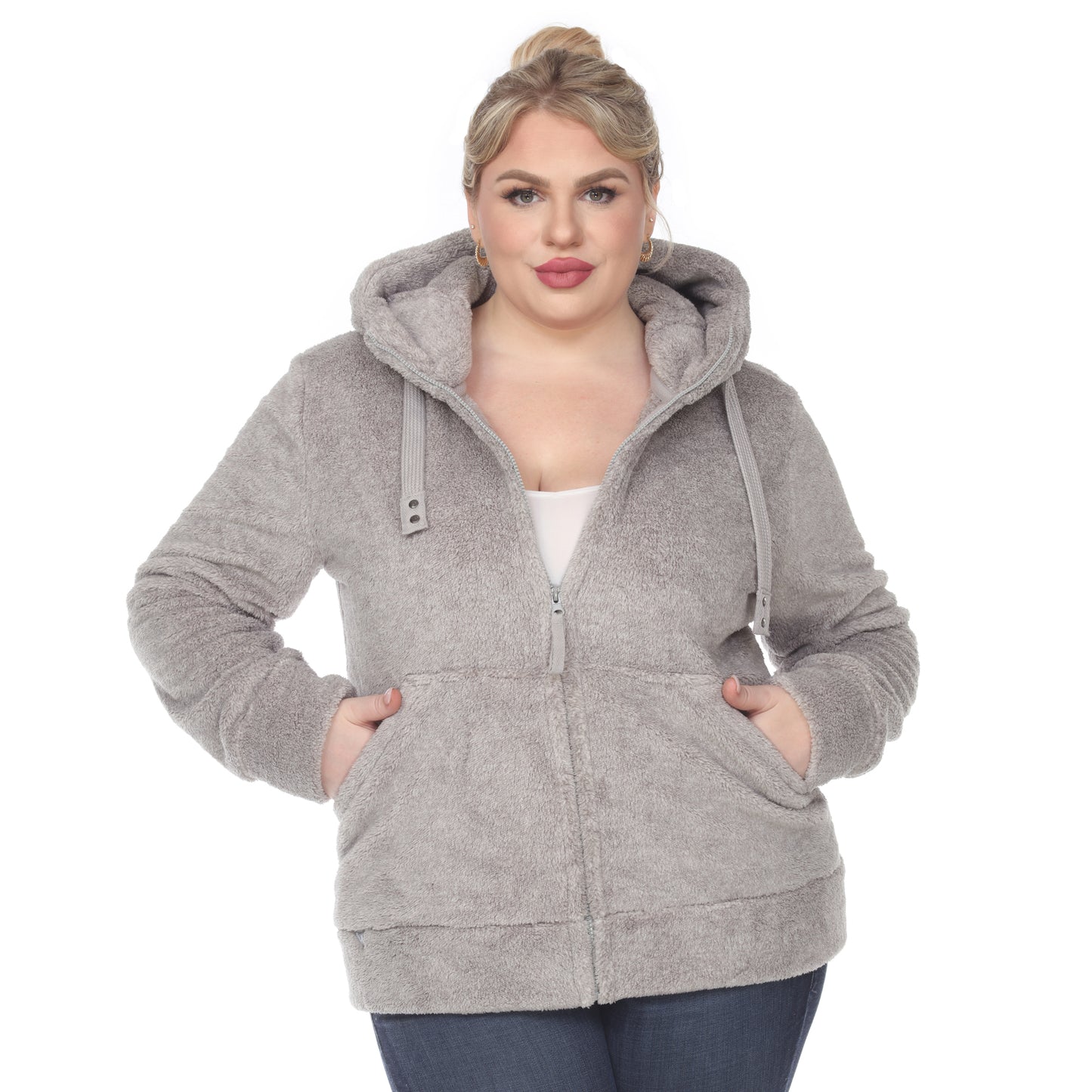 White Mark Women's Hooded Sherpa Jacket