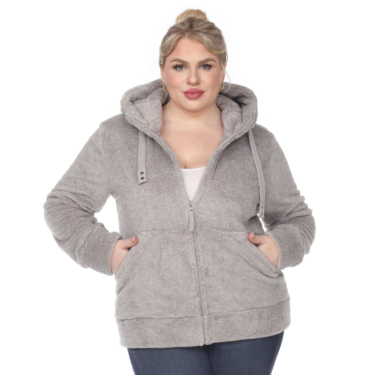White Mark Women's Hooded Sherpa Jacket