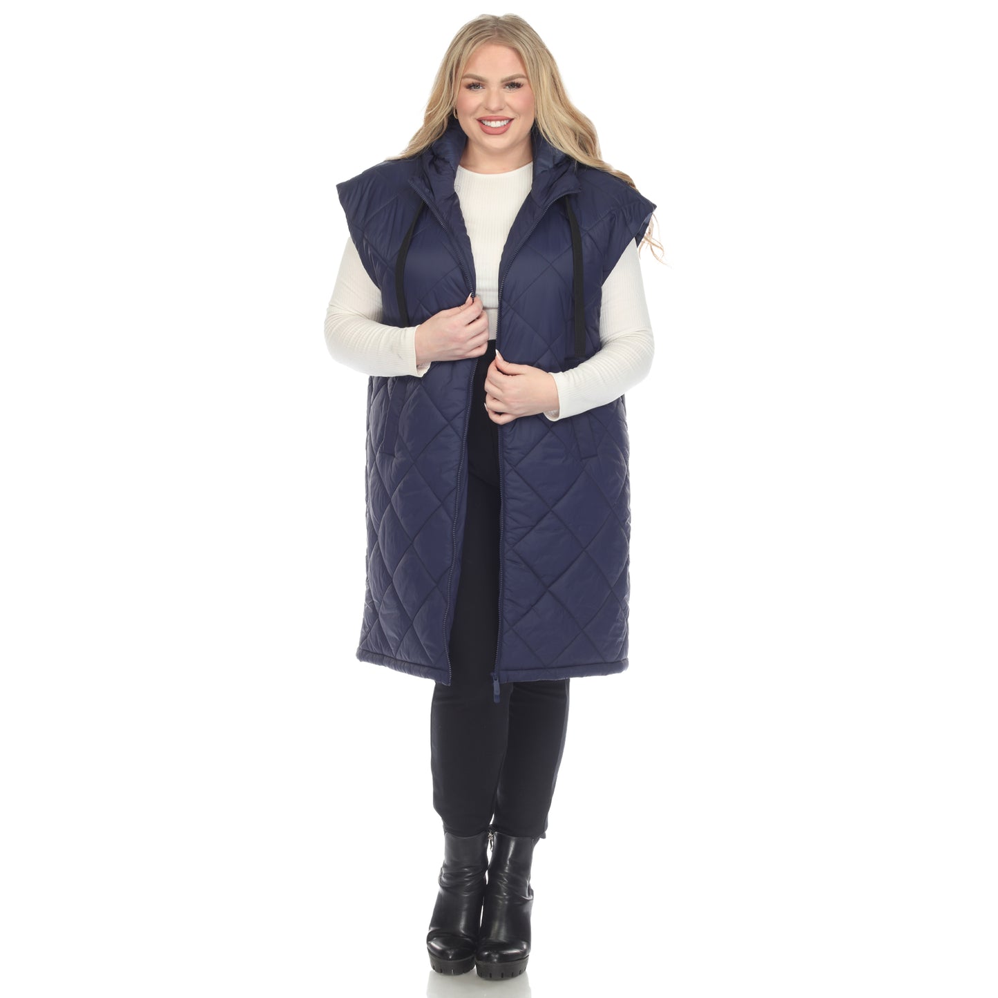 White Mark Women's Diamond Quilted Hooded Puffer Vest