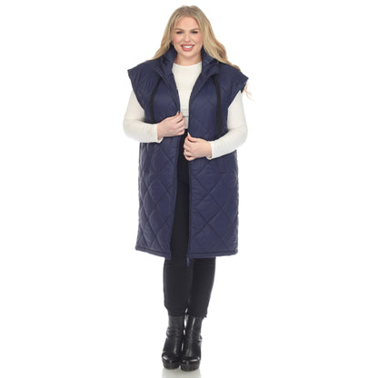 White Mark Women's Diamond Quilted Hooded Puffer Vest