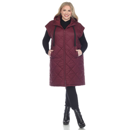 White Mark Women's Diamond Quilted Hooded Puffer Vest